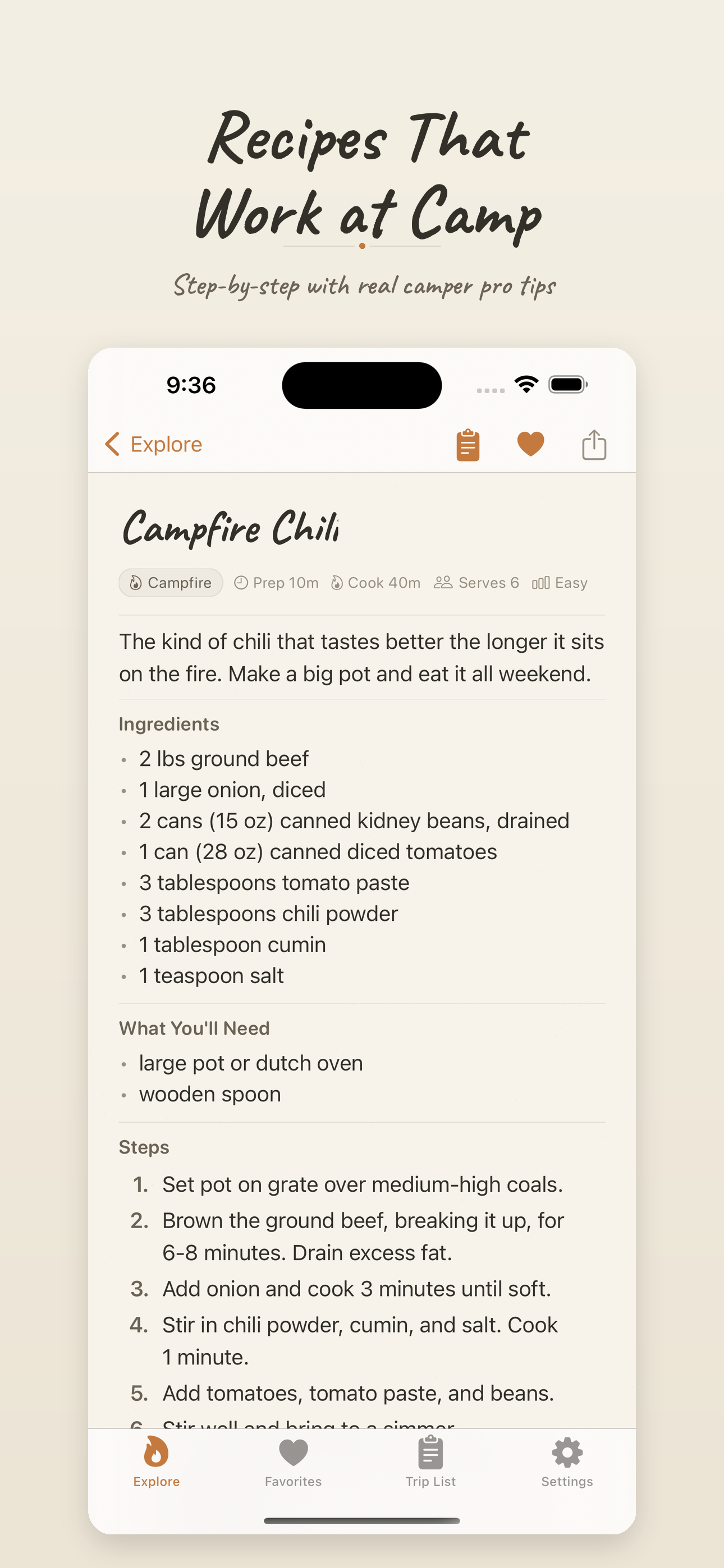 Recipe detail view